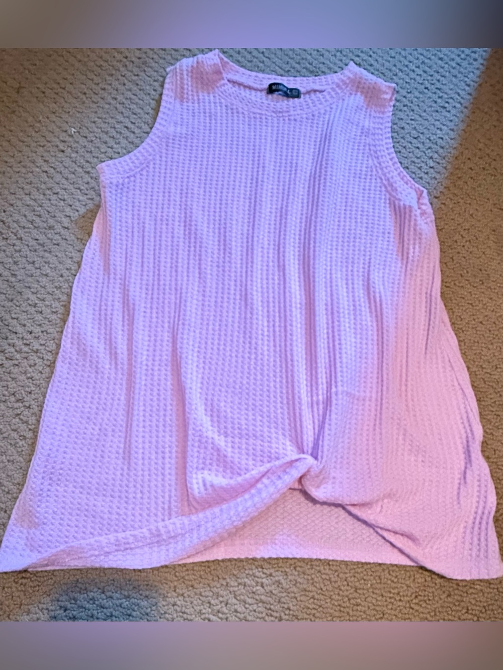 Sleeveless Waffle Knit Tank Top - Dusty Rose
Size L